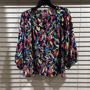 Vibrant Multicolor Abstract Print Blouse - Women Tops